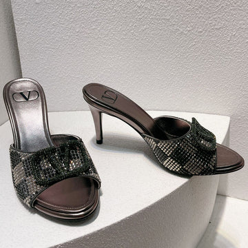 Vt High Heeled Sandals Gray Sheepskin 292845
