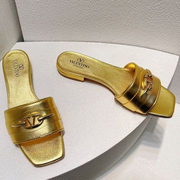 Vt Moon Slides In Leather Gold Cowhide 292862