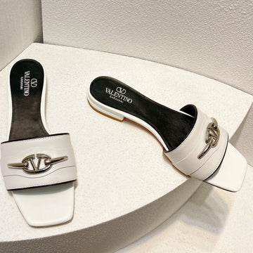 Vt Moon Slides In Leather White Cowhide 292865