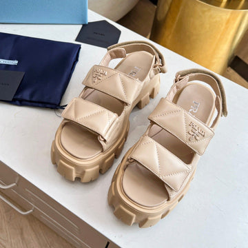 Pra Monolith Nappa Sandals Beige Lambskin