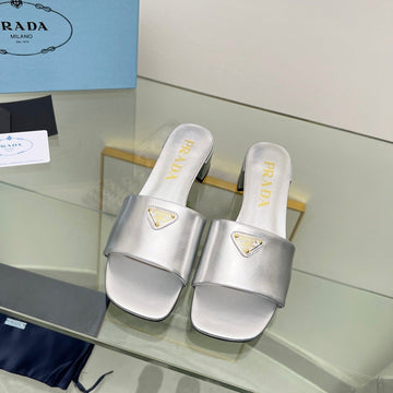 Pra Embroidered Slides 40 Silver Calfskin