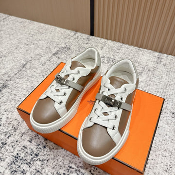 Hm Casual Sneakers Black Buckle Taupe Leather