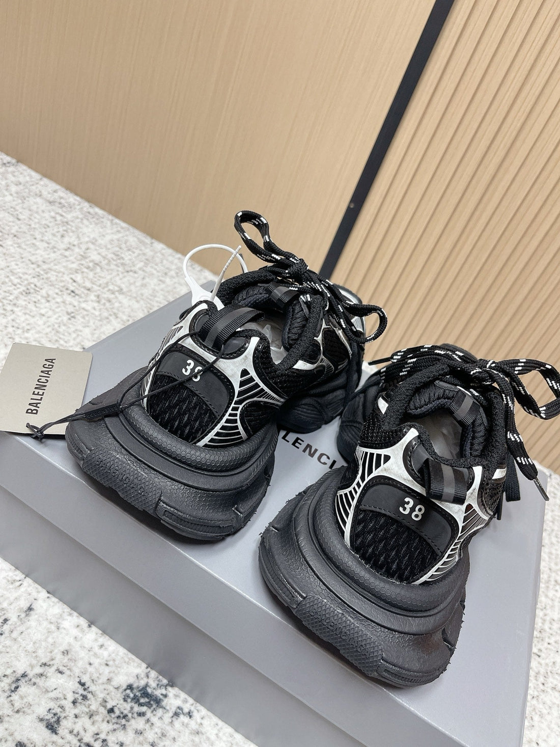 Balenciaga Sneaker Mesh Lace-Up Black Fabric 534176