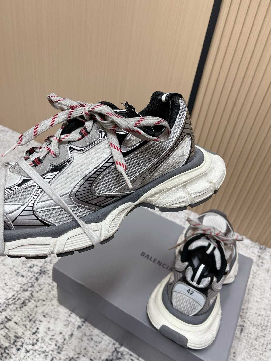 Balenciaga Sneaker Mesh Lace-Up Black White Fabric 534178