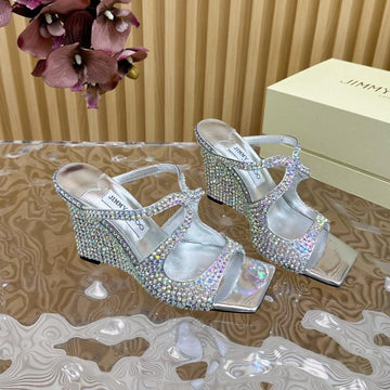 Jimmy Anise 105MM In Multicolor Pearl Studded Lambskin Mules 581536