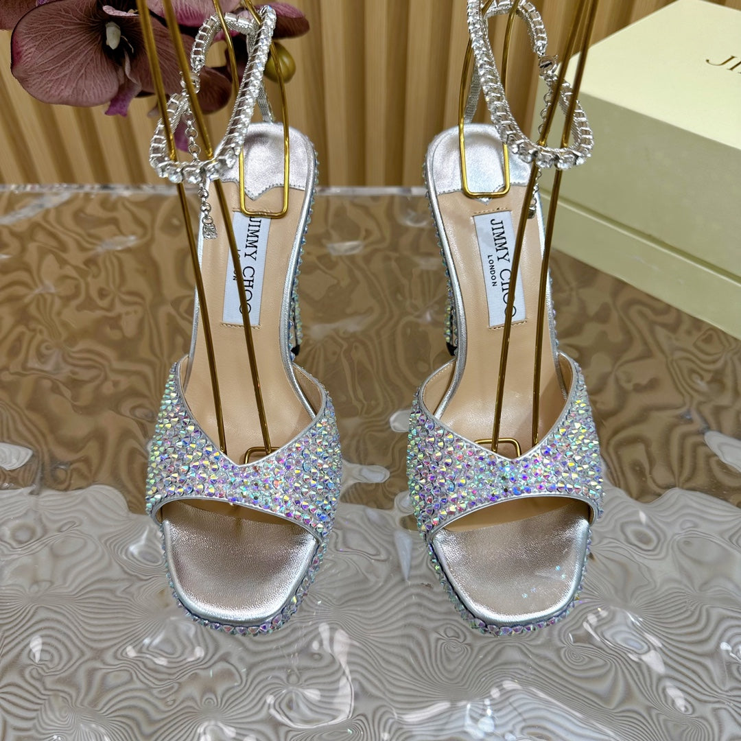 Jimmy Sandal 130MM In Multicolor Lambskin With Stone 581551