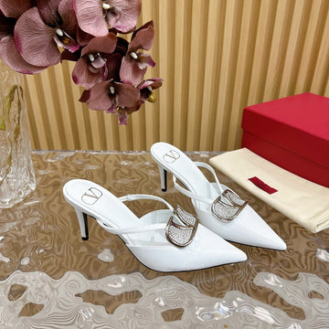 Vlogo Signature With Crystals Cut-Out Slingback Pump 70 White Calfskin