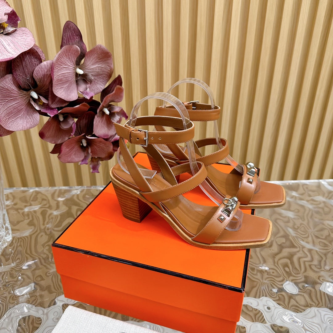 Hm Iveresse Sandal 65 Gold Brown Calfskin
