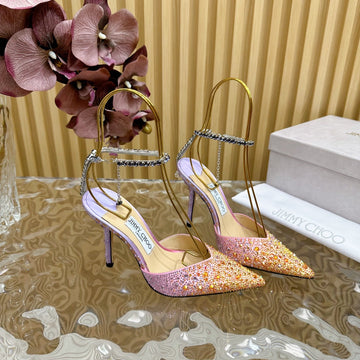 Jimmy Saeda 100MM In Multicolor Satin Pumps With Crystal Embellishment 641060