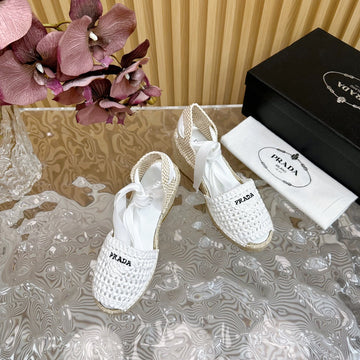 Pra Espadrille Wedge Sandals White Raffia