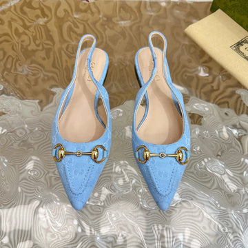 Women's Slide Sandal With GG Cross Sky Canvas