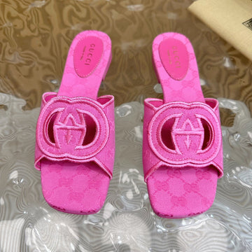 Women's Interlocking G Slide Sandal Bright Pink Canvas