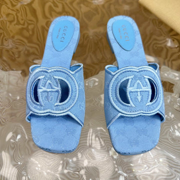 Women's Interlocking G Slide Sandal Sky Canvas