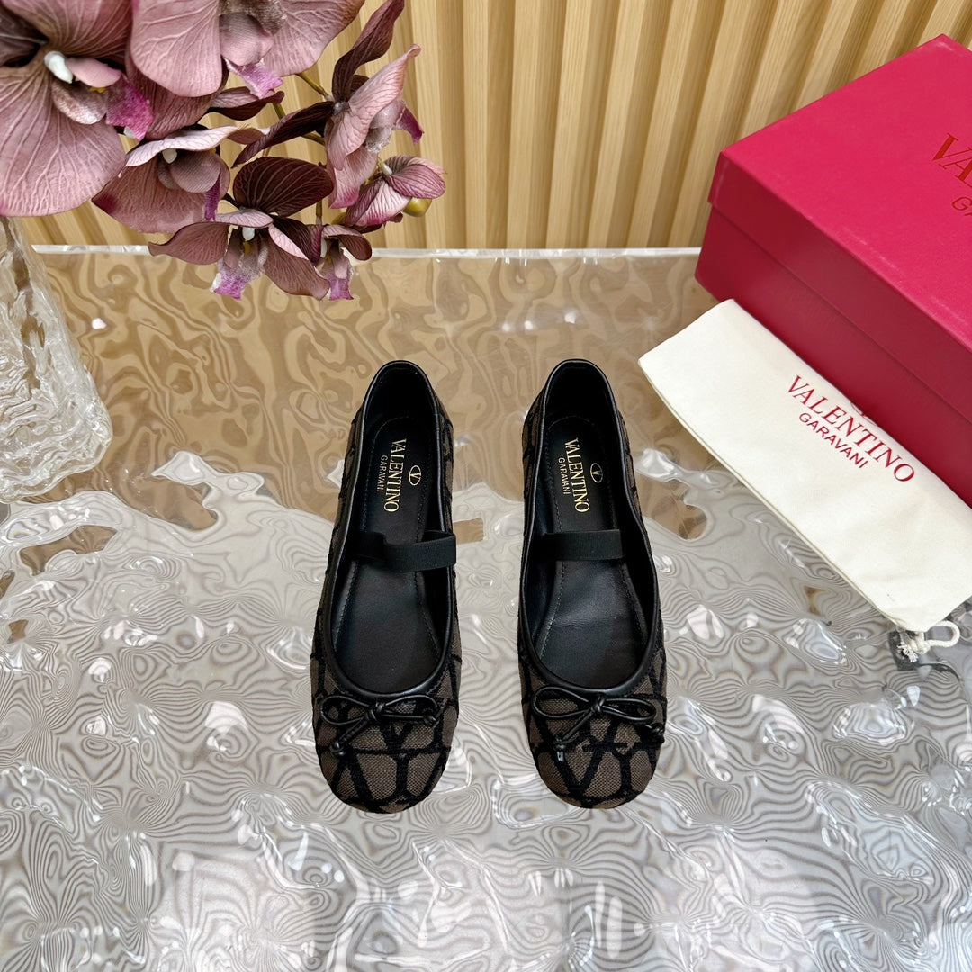 Ballerina In Toile Iconographe 20MM In Black Mix Earth Brown Cotton Canvas And Lambskin 102826