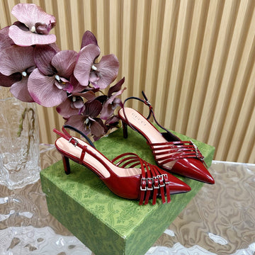 Slingback Pump 6 Cm In Blood Red Glossy Calfskin