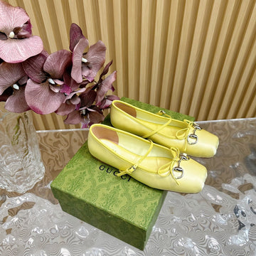 Ballet Flat In Light Yellow Silk