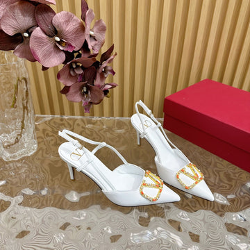 Vlogo Signature Slingback Pump 80 Mm In White Calfskin
