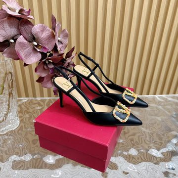 Vlogo Signature Slingback Pump 80 Mm In Black Calfskin