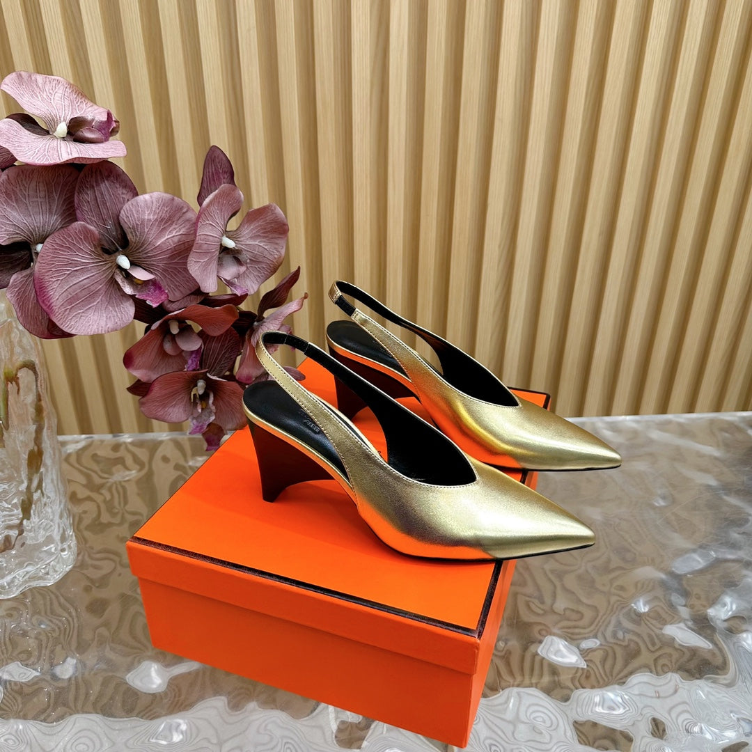 Hm Intime 75 Pump Gold Lambskin 957089