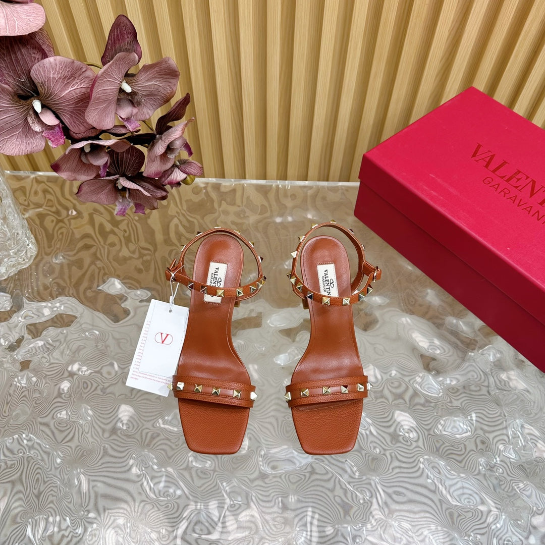High Sandal 86MM In Brown Cowhide 102064