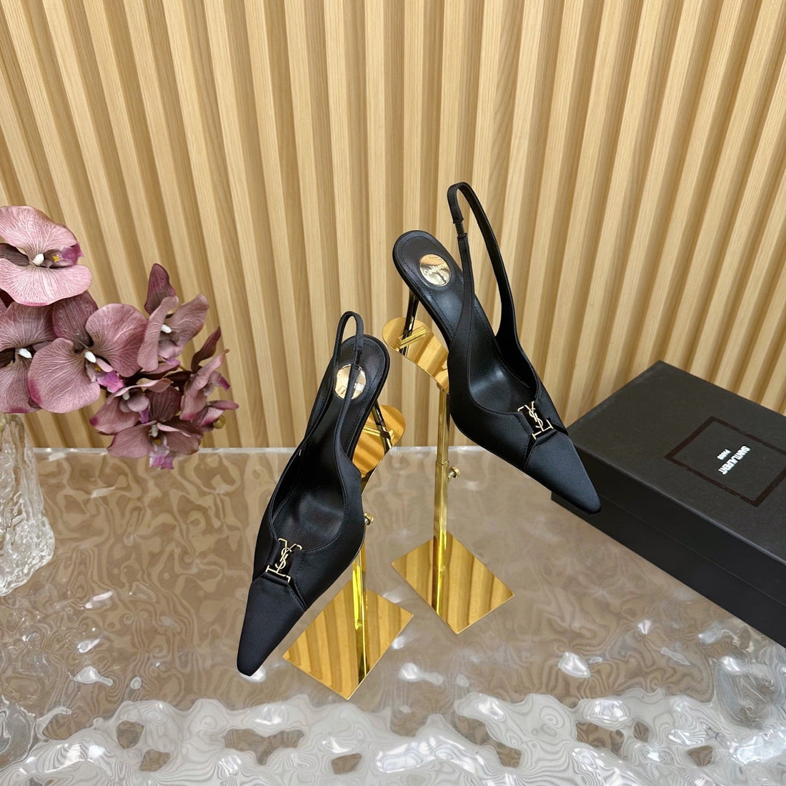 Babylone Slingback Pumps In Black Silk
