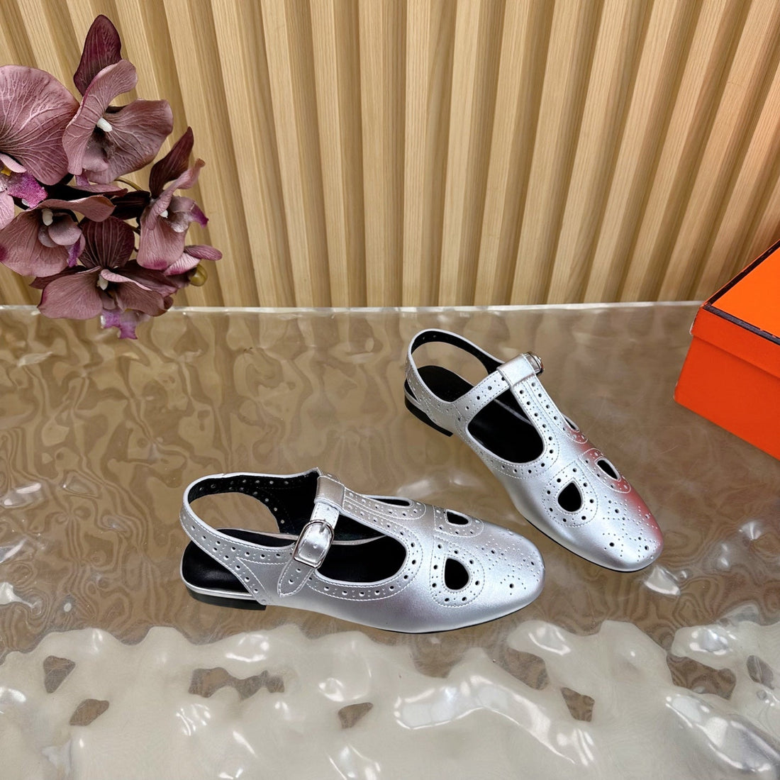 Hm 25 Kim Slingback Grey Lambskin 352956