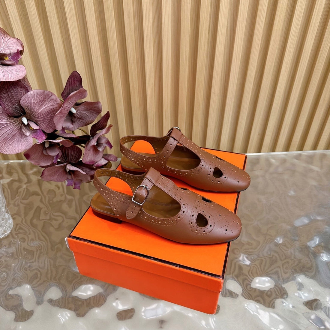 Hm 25 Kim Slingback Brown Lambskin 352958