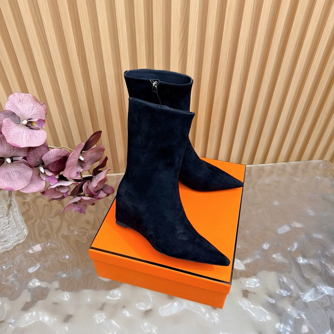 Hm Leonie Ankle Boots 7CM Black Suede 589198