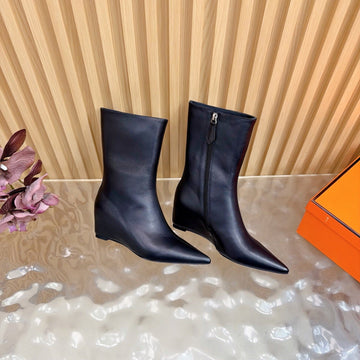 Hm Leonie Ankle Boots 7CM Black Sheepskin 589201