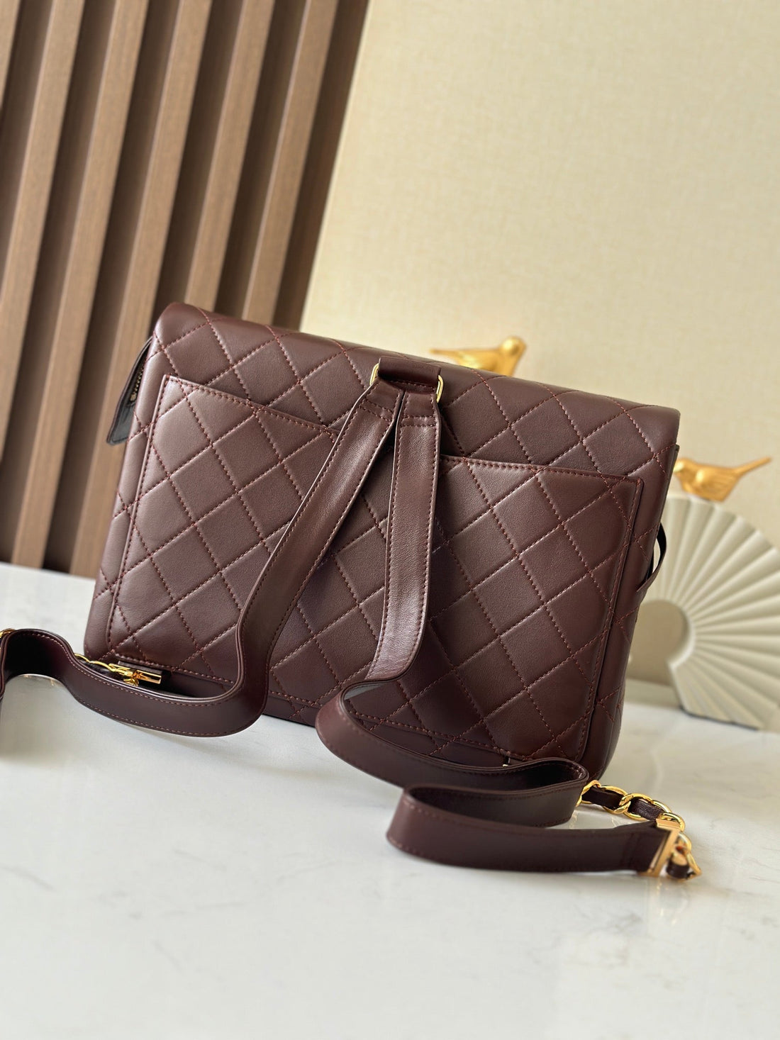 CC 2025 Backpack 30CM Brown Gold Backpack Sheepskin 298104