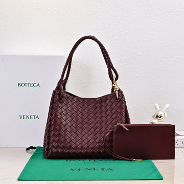 Bv 26S Parachute Bag Burgundy Intrecciato Leather 291401