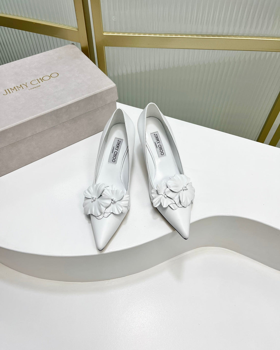 Jimmy Pumps 65MM In White Cowhide 597811