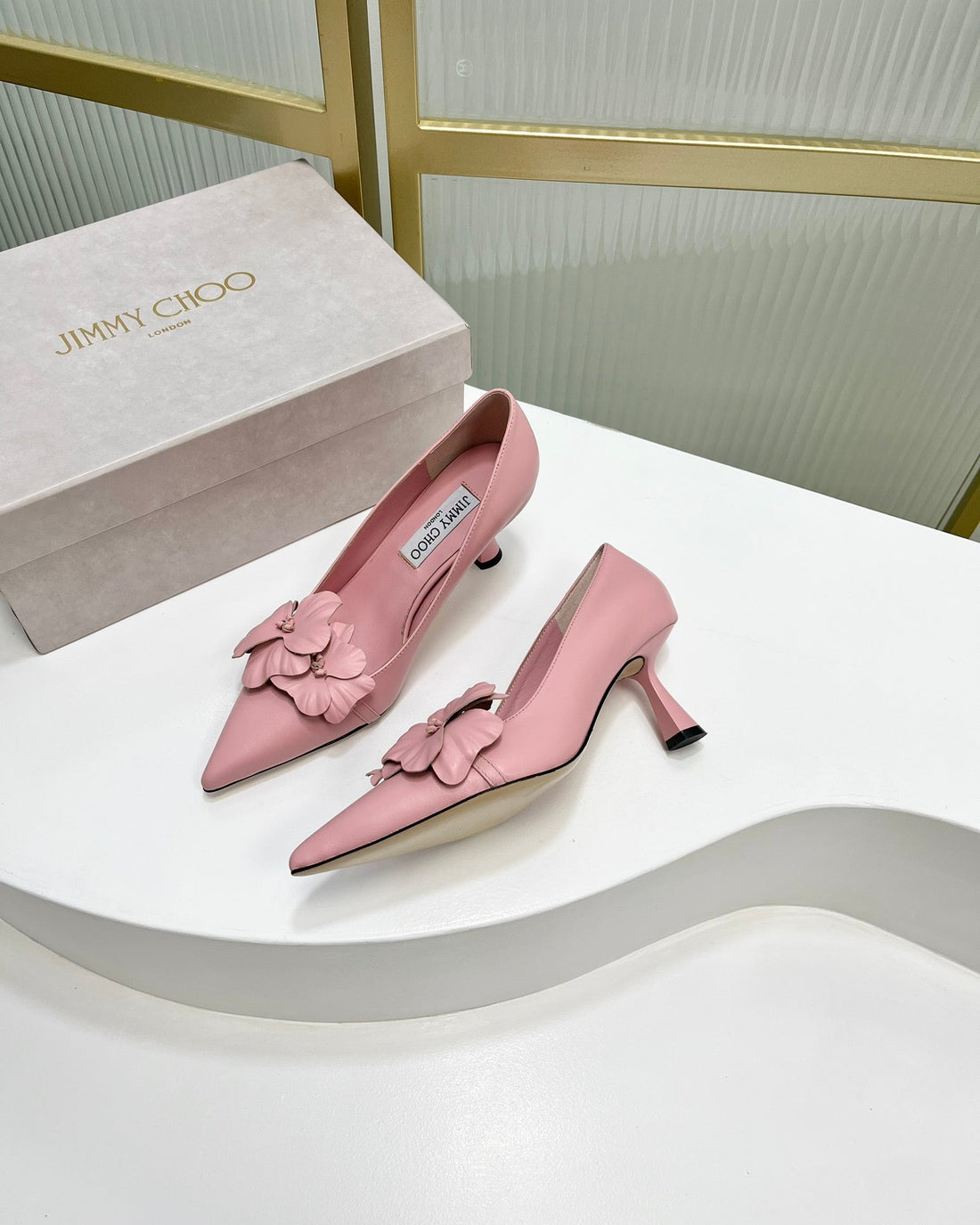 Jimmy Pumps 65MM In Pastel Pink Cowhide 597813