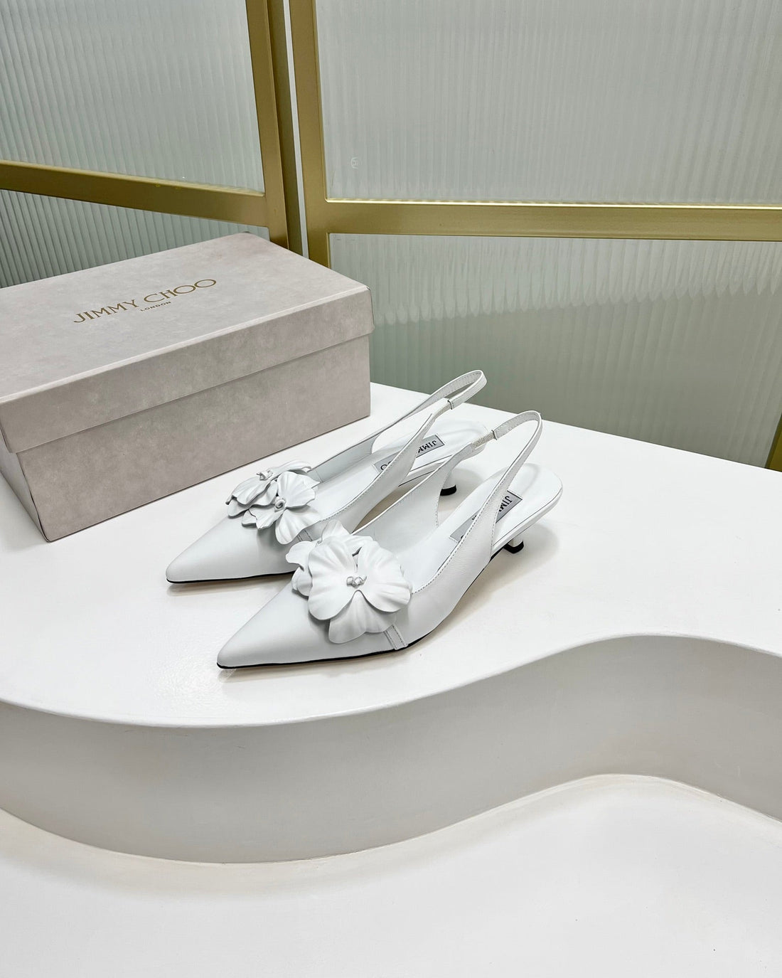 Jimmy Slingback Pumps 45MM In White Cowhide 597826