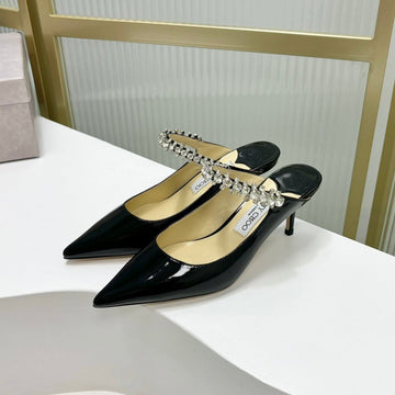 Jimmy Bing 65MM In Black Glossy Cowhide Mules 587758