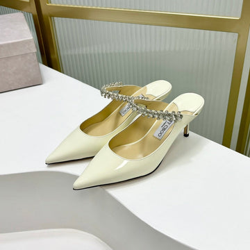 Jimmy Bing 65MM In White Glossy Cowhide Mules 587760