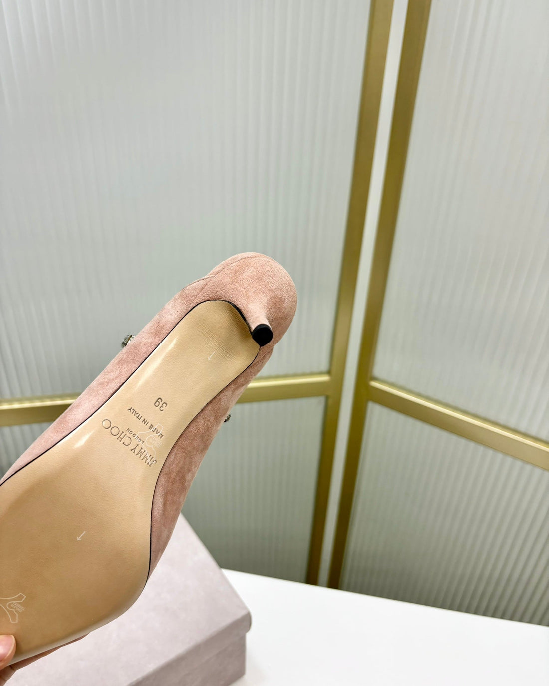 Jimmy Bing 65MM In Pastel Pink Suede Mules 587766