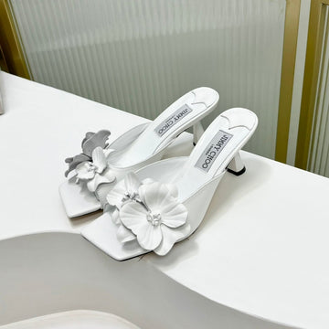 Jimmy Skye 65MM In White Cowhide Mules 597844