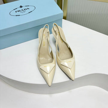 Pra Patent Leather Slingback Pumps 50 Creamy White