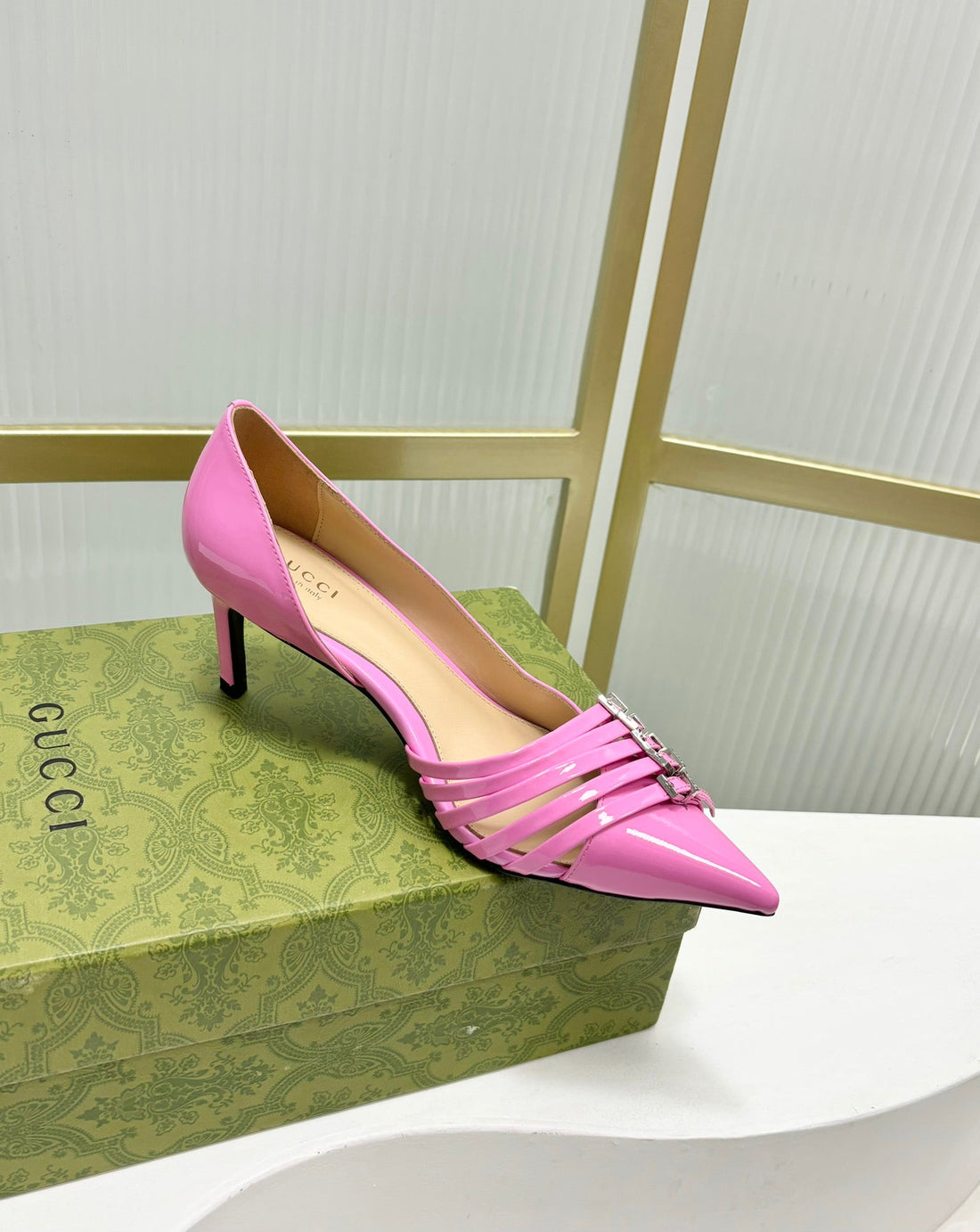 High Pump 6 Cm In Fuscia Pink Calfskin