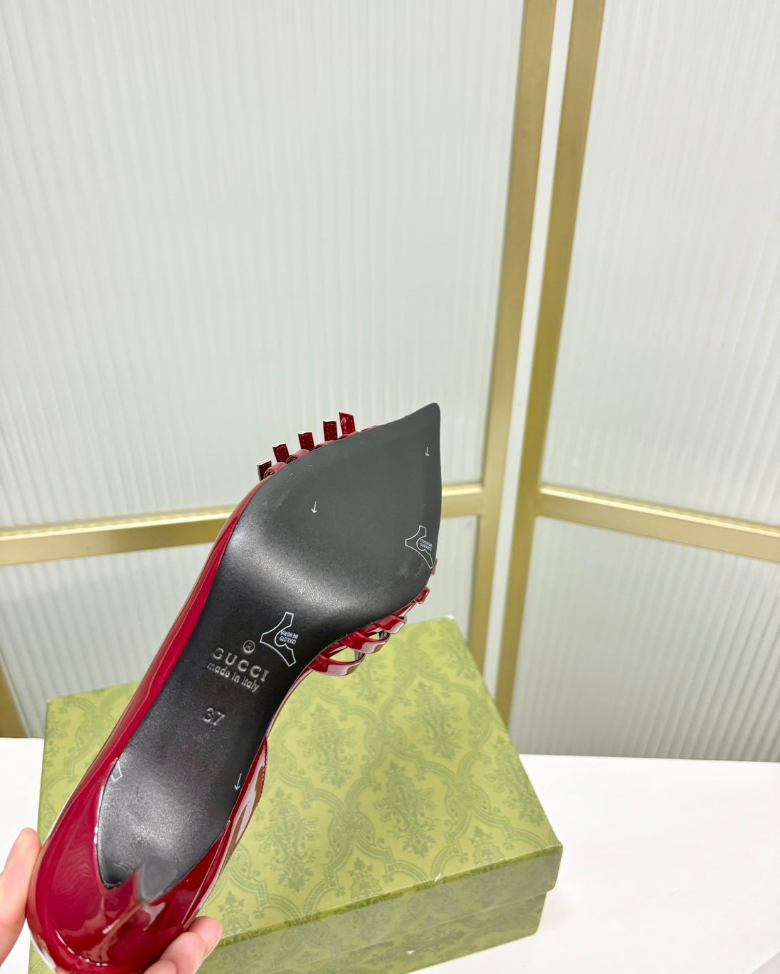 High Pump 6 Cm In Crimson Red Calfskin