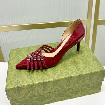 High Pump 6 Cm In Crimson Red Calfskin