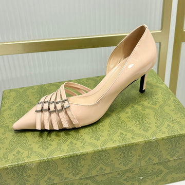 High Pump 6 Cm In Tan Beige Calfskin