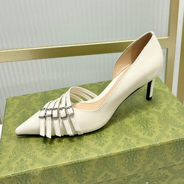 High Pump 6 Cm In White Calfskin