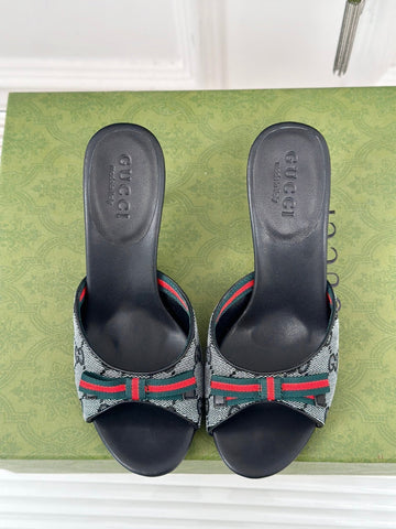 GG Vintage High Heel Slippers Black