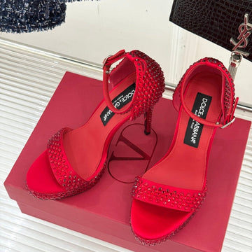 Dc 24 Rhinestone Sandals Red Sheepskins & Cowhide 304707