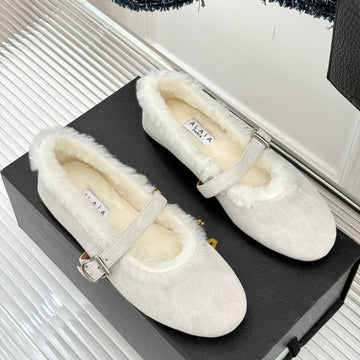 Alaïa 25WF Mary Jane White Suede Wool 472221