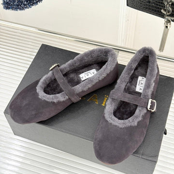 Alaïa 25WF Mary Jane Charcoal Grey Suede Wool 472222