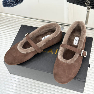 Alaïa 25WF Mary Jane Chocolate Brown Suede Wool 472224