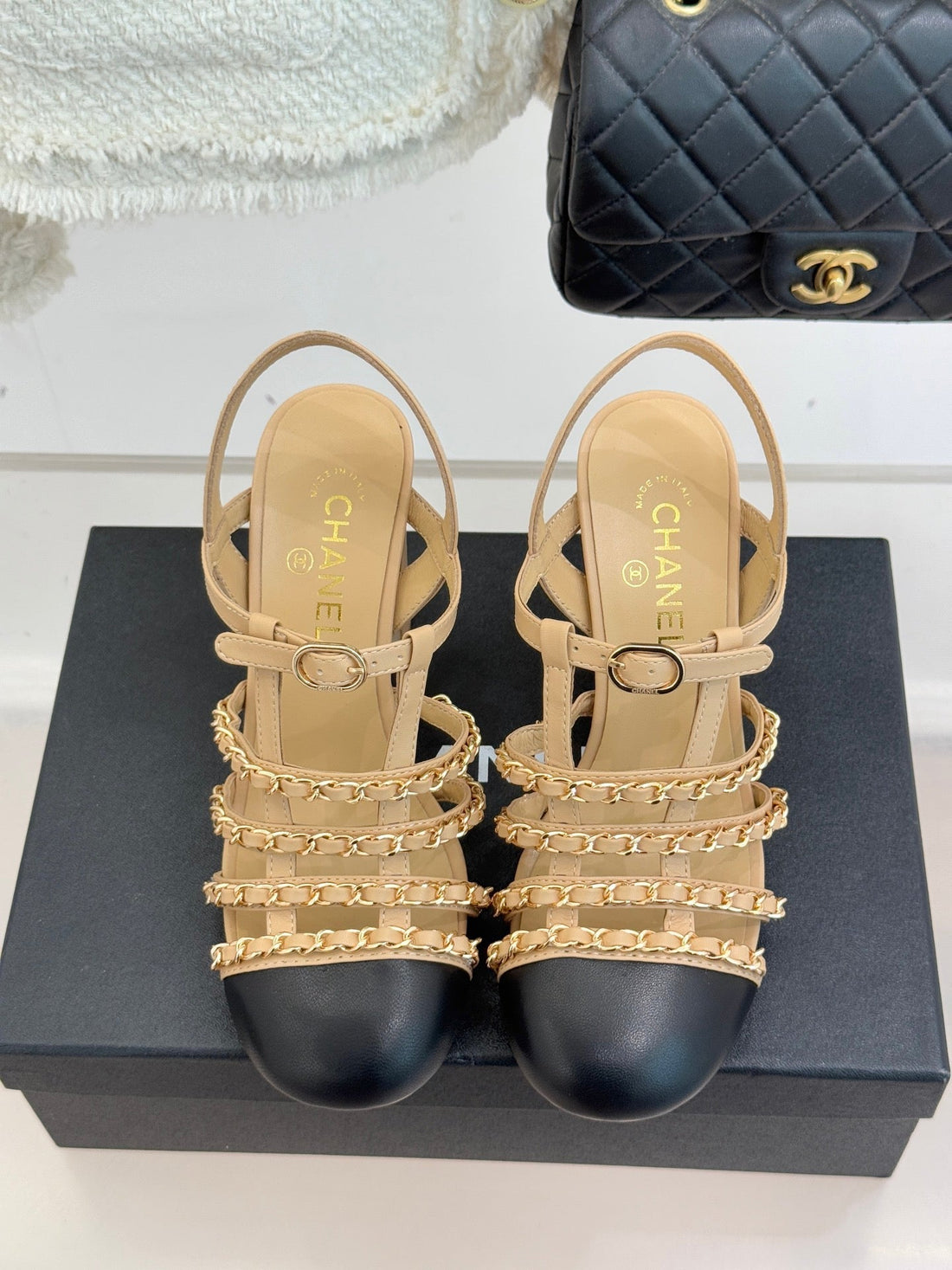Cruise 25/26 Slingbacks 90MM Black Beige Lambskin